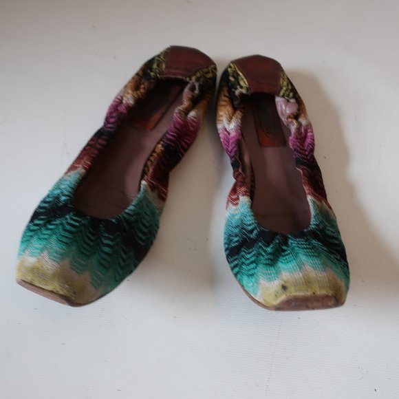 MISSONI MULTI SCRUNCH BALLET FLAT SHOES 39/9* - Picture 1 of 11